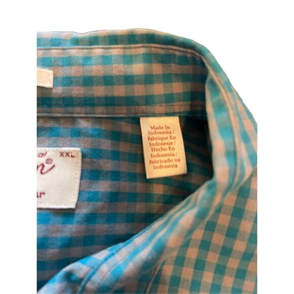 Penguin Mens Blue & Cream Gingham Button Up Long Sleeve Shirt Size XXL - Picture 8 of 12